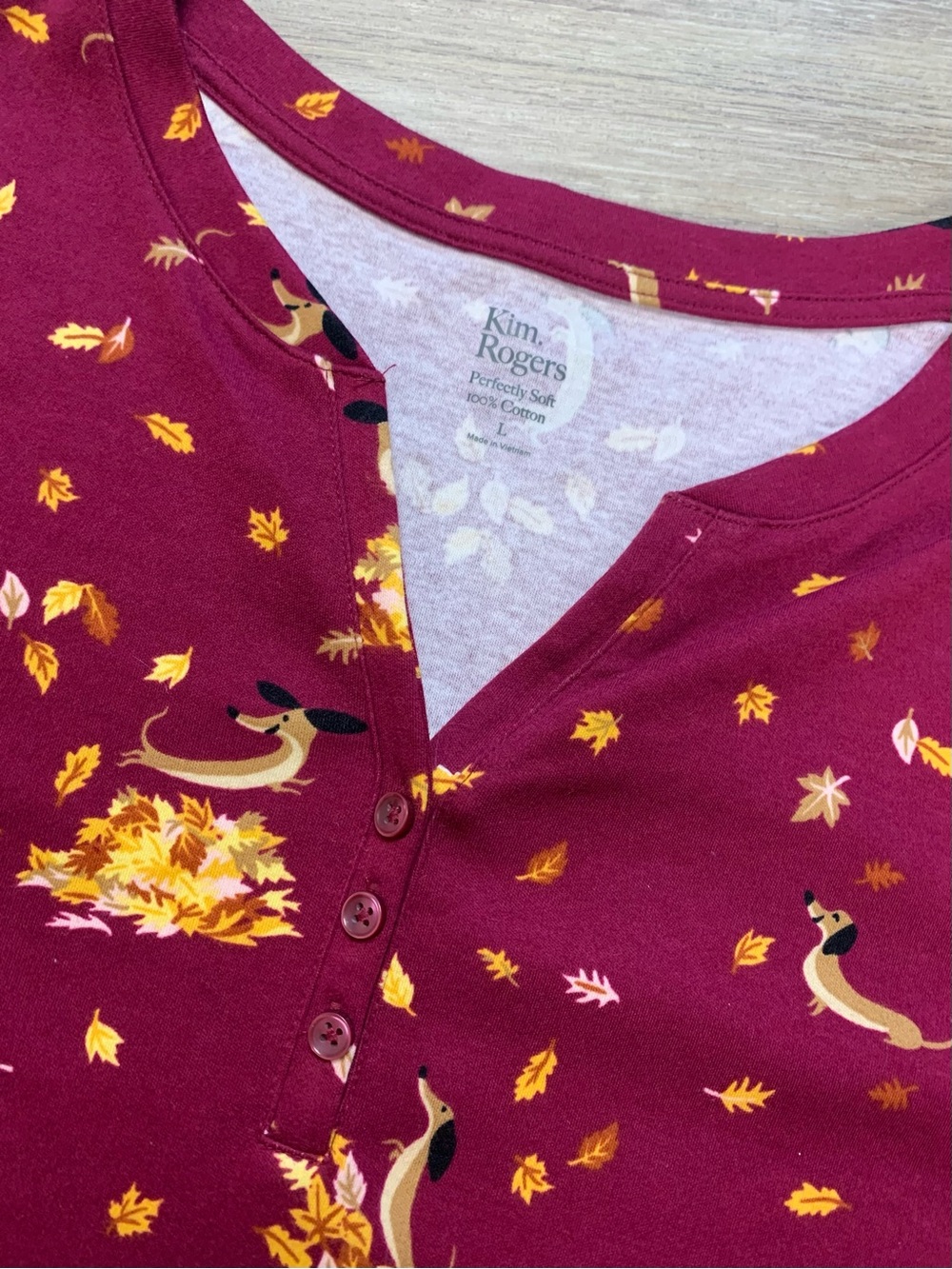 Kim Rogers 3-Pack Fall Tops Fox Dachshund Leaves 100% Cotton L - Picture 6 of 10